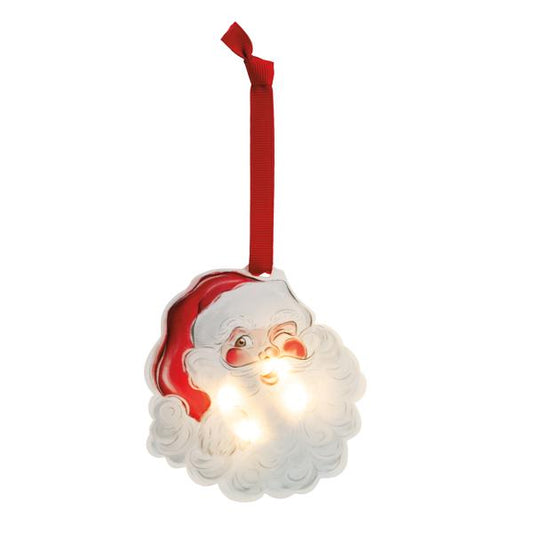 MUD PIE ACRYLIC LED SANTA ORNAMENT