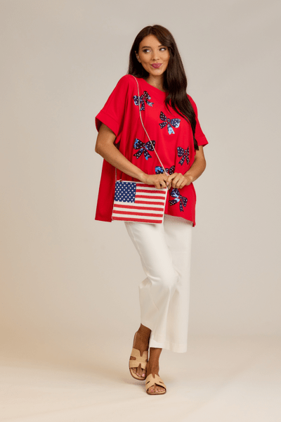 MUD PIE AMERICANA SPARKLE TOP-RED