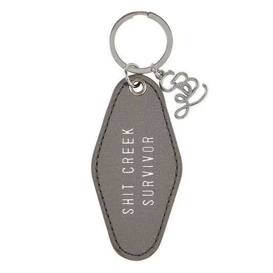 Santa Barbara Design Studio Face To Face Leather Motel Key Tag - Shit Creek Survivor