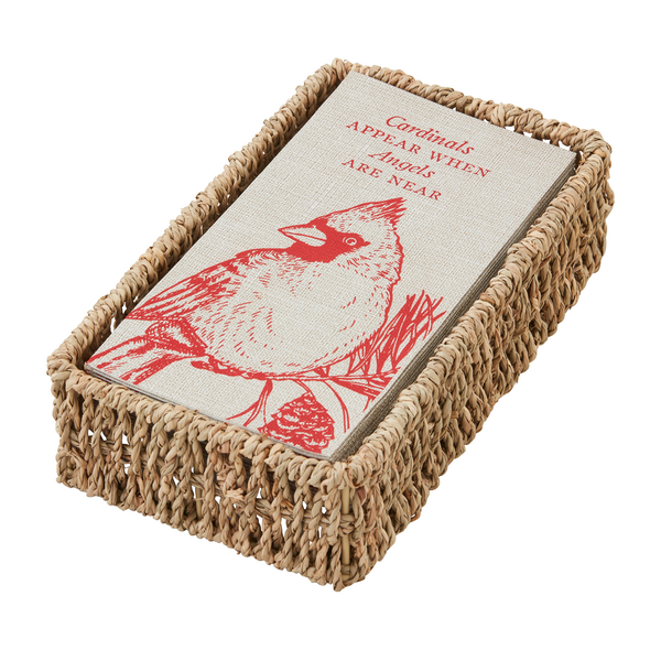 MUD PIE CARDINAL GUEST TOWEL & CADDY SET