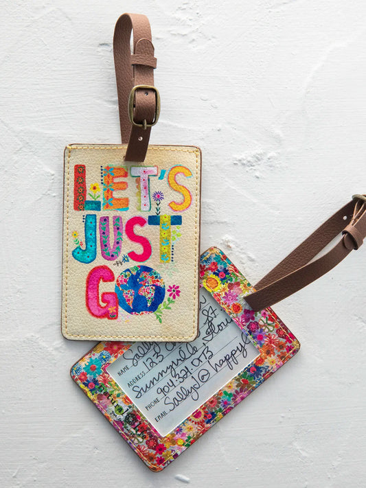 Natural Life Travel Happy Luggage Tag-Let's Just Go