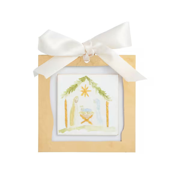 MUD PIE GOLD NATIVITY ACRYLIC ORNAMENT