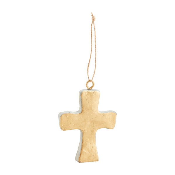 MUD PIE CROSS GOLD CONCRETE ORNAMENT