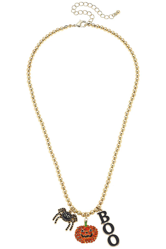 Canvas Style BOO Ball Bead Necklace in Shiny Gold