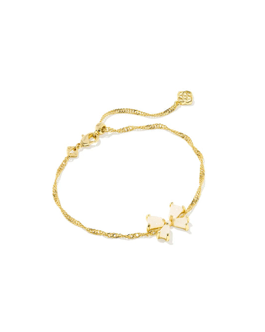 Kendra Scott Blair Gold Bow Small Delicate Chain Bracelet in Iridescent