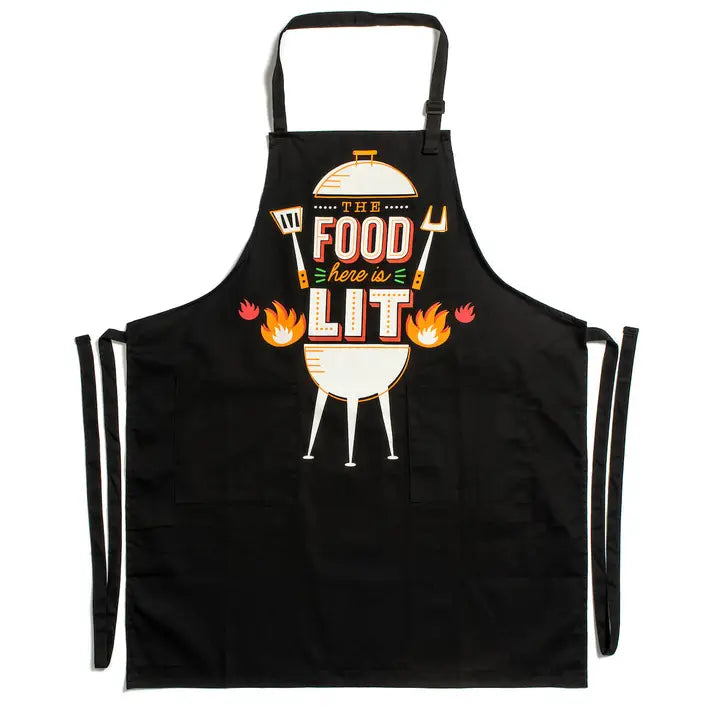 Lavley The Food Here Is Lit Apron - Funny Grilling Apron