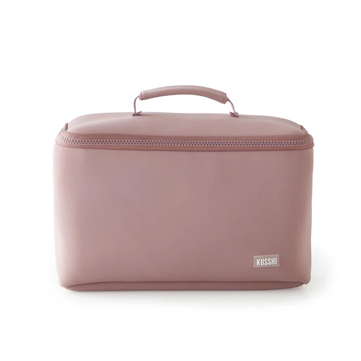 Kusshi Neoprene Neutral Collection-Large Train Case-Mauve with Stone Interior