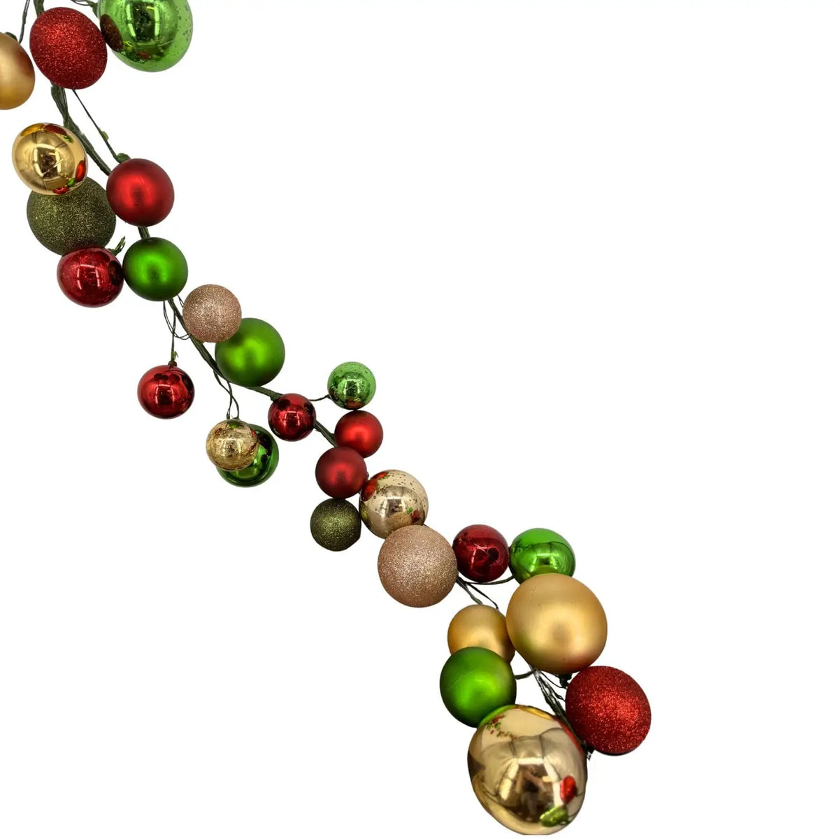 David Christopher's 70.8" Red/Green/Metallic Gold Plastic Ball Garland