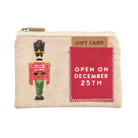 MUD PIE NUTCRACKER SEQUIN ZIP POUCH