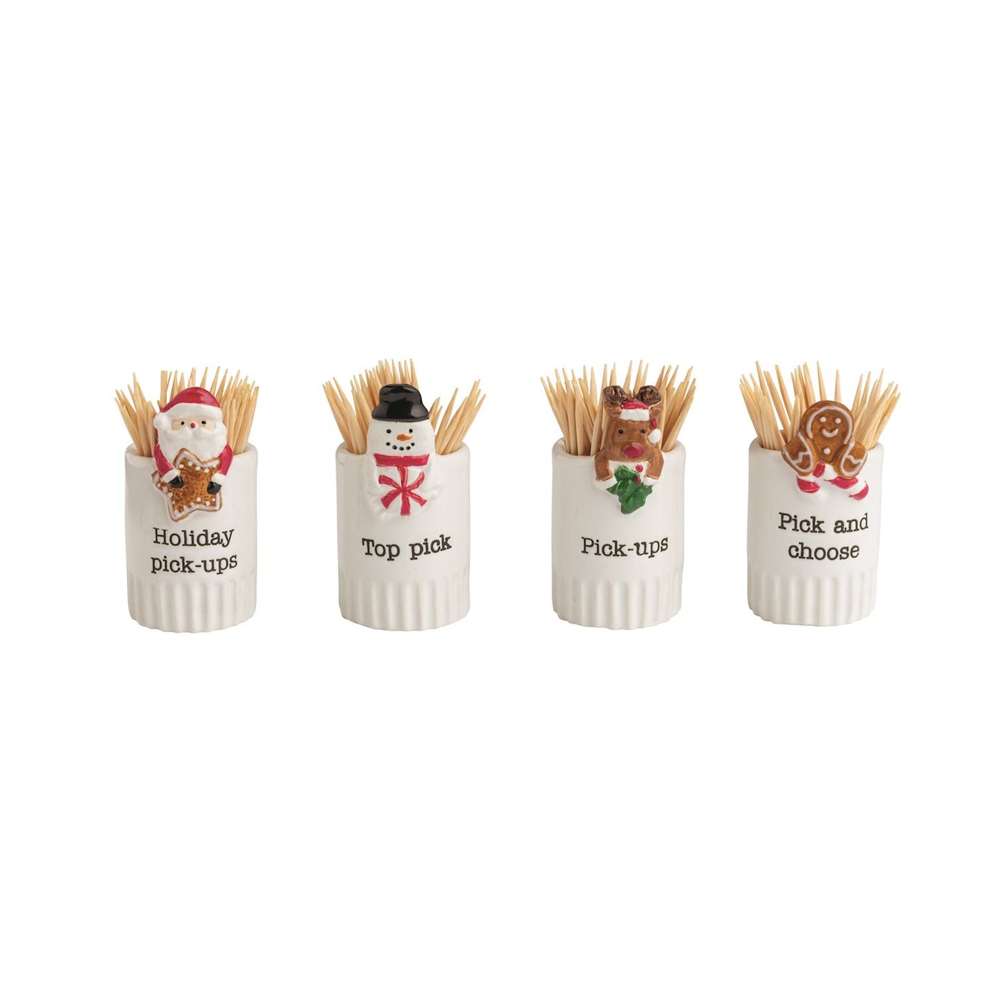 MUD PIE CHRISTMAS ICON TOOTHPICK CADDY SETS