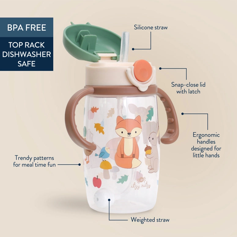 Itzy Ritzy Sips™ - Straw Cup with Snap-Close Lid-Woodland