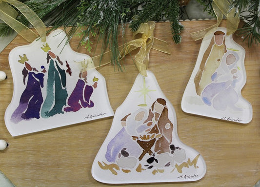 Trade Cie Cutout Acrylic Ornament, Water Color Holy Family
