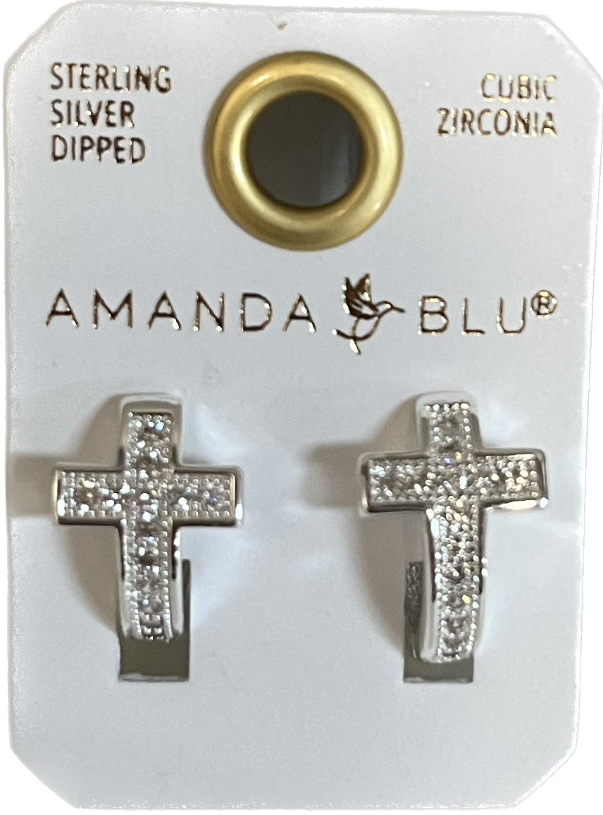 Amanda Blu Silver Cross Ear Hugger Earrings