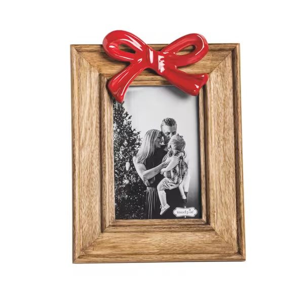 MUD PIE SMALL RED BOW WOOD FRAME