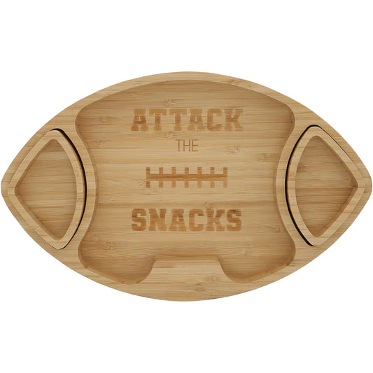 PAVILION ATTACK THE SNACKS BAMBOO SERVING BOARD WITH DIP BOWLS