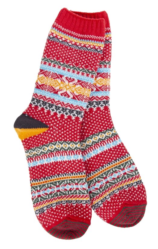 World's Softest Holiday Seasonal Crew-Red Multi