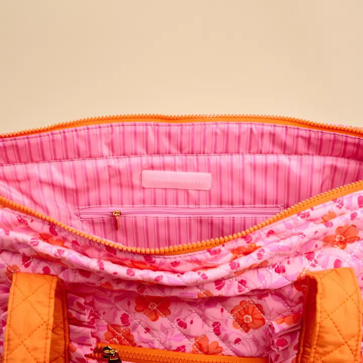 The Darling Effect The Everyday Quilted Tote Bag–Poppin' Petals Hot Pink
