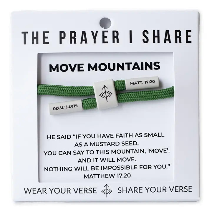 THE PRAYER I SHARE Move Mountains Bracelet, Christian Cord Bracelet