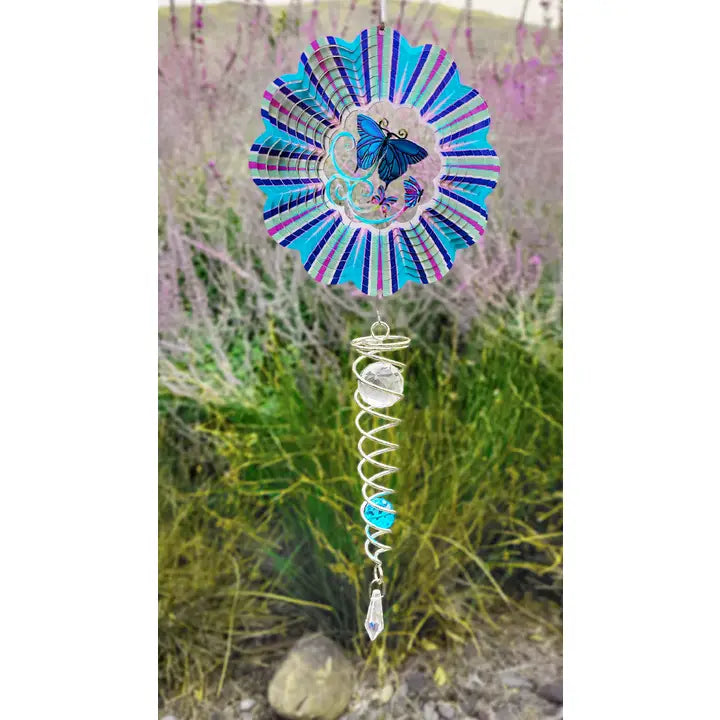 Spinfinity Designs 3D Blue Butterfly - Mini Set Wind Spinner