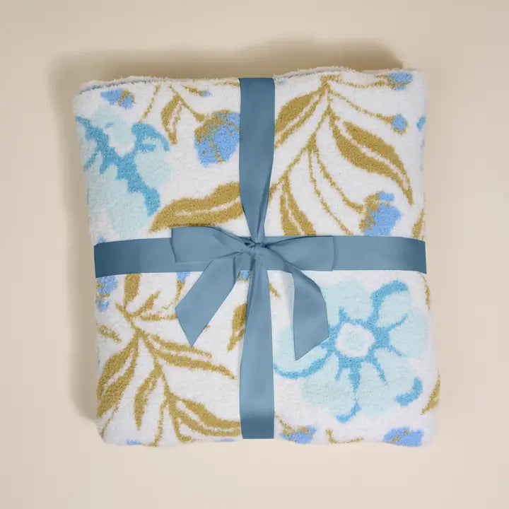 The Darling Effect Cozy Dreams Luxe Blanket–Poppin' Petals Aqua