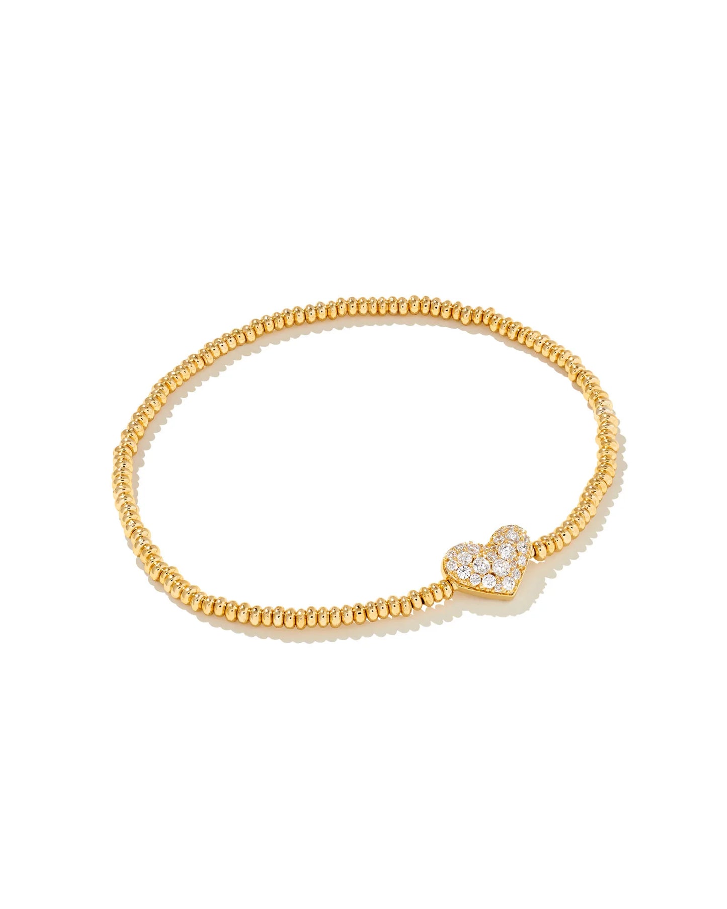 Kendra Scott Ari Gold Pave Heart Stretch Bracelet in White CZ