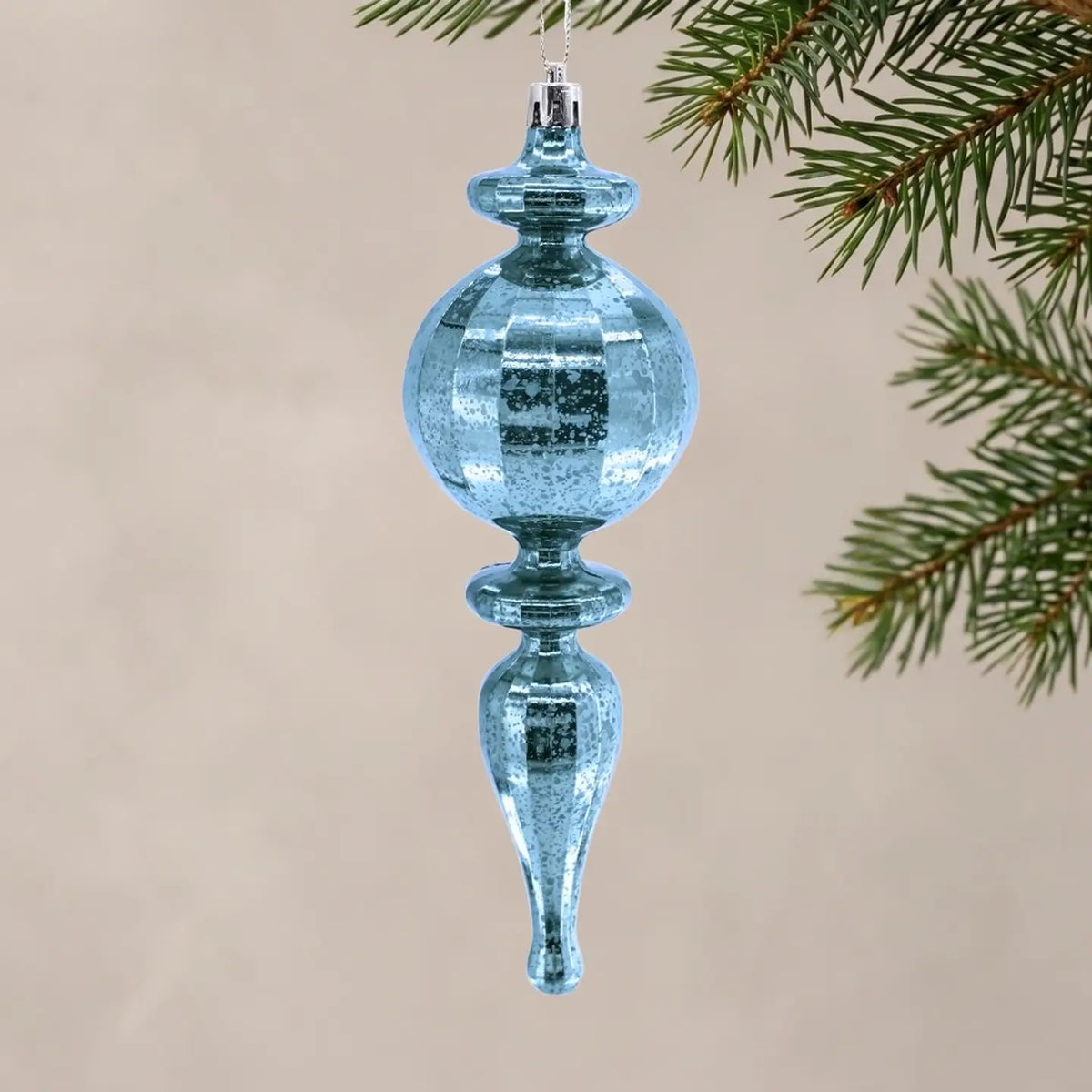 David Christopher's Mercury Finish Rounded Plastic Finial 7.5" - Light Blue