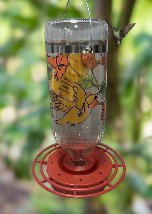 Best-1 Hummingbird Feeder 32 Ounce Glass Bottle, Plastic Base