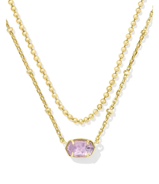 KENDRA SCOTT EMILIE MULTI STRAND NECKLACE GOLD PURPLE AMETHYST
