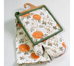 Pd HOME 3 PC FALL PUMPKIN MIT, TOWEL & POTHOLDER SET