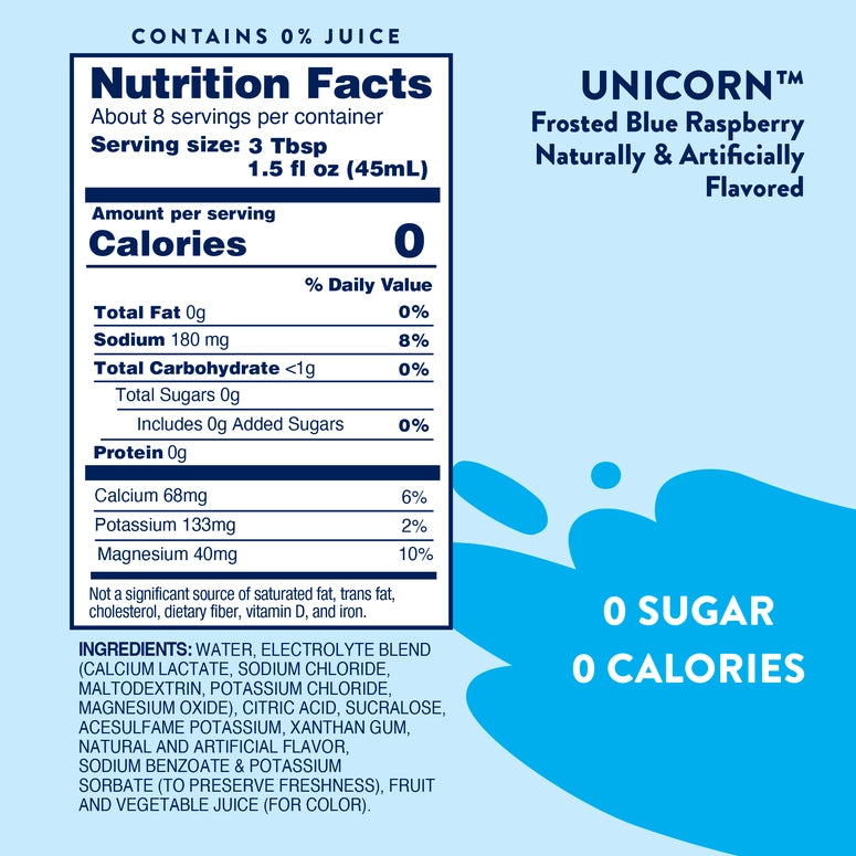 Jordan's Skinny Mixes Sugar Free Unicorn Hydration Syrup with Electrolytes 375 Ml