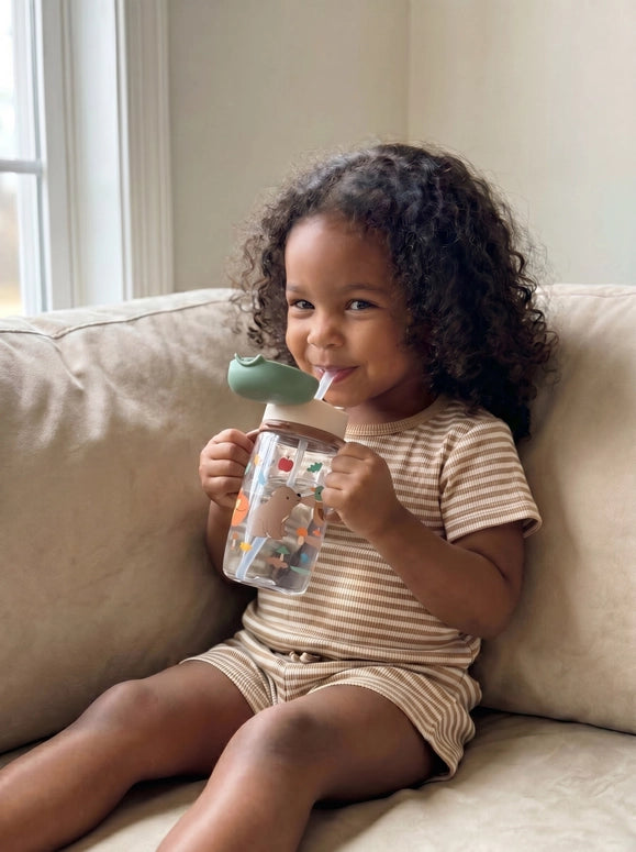 Itzy Ritzy Sips™ - Straw Cup with Snap-Close Lid-Woodland