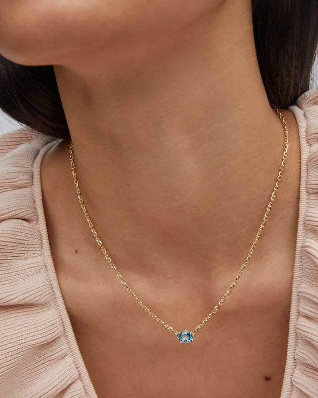 Kendra Scott Cailin Gold Pendant Necklace in Aqua Crystal