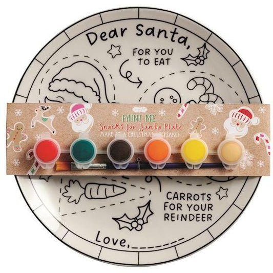 Mud Pie Paint-Me Snacks Of Santa Plate Set