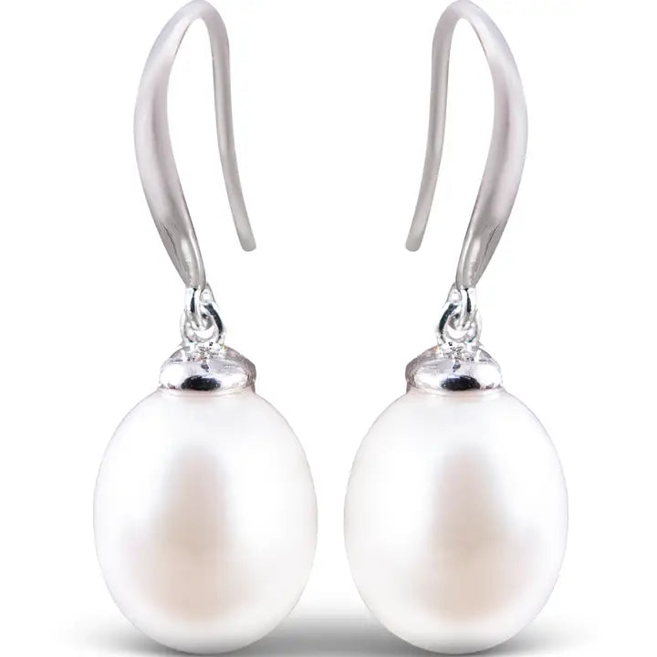 Amanda Blu Drop Pearl Earrings - Natural White - Silver