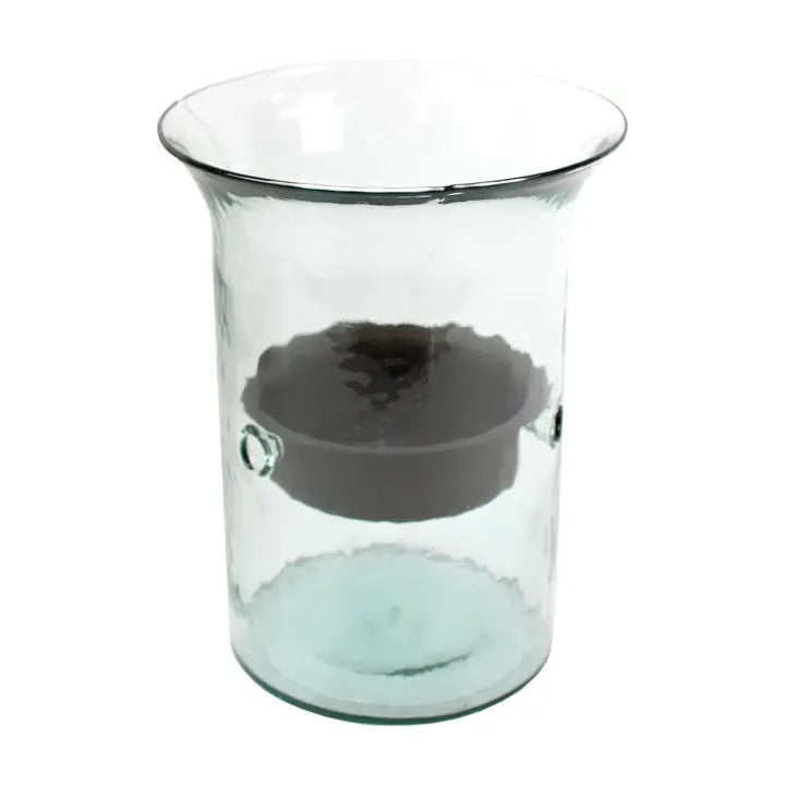 Kalalou Original Glass Candle Cylinder W Rustic Insert - Small