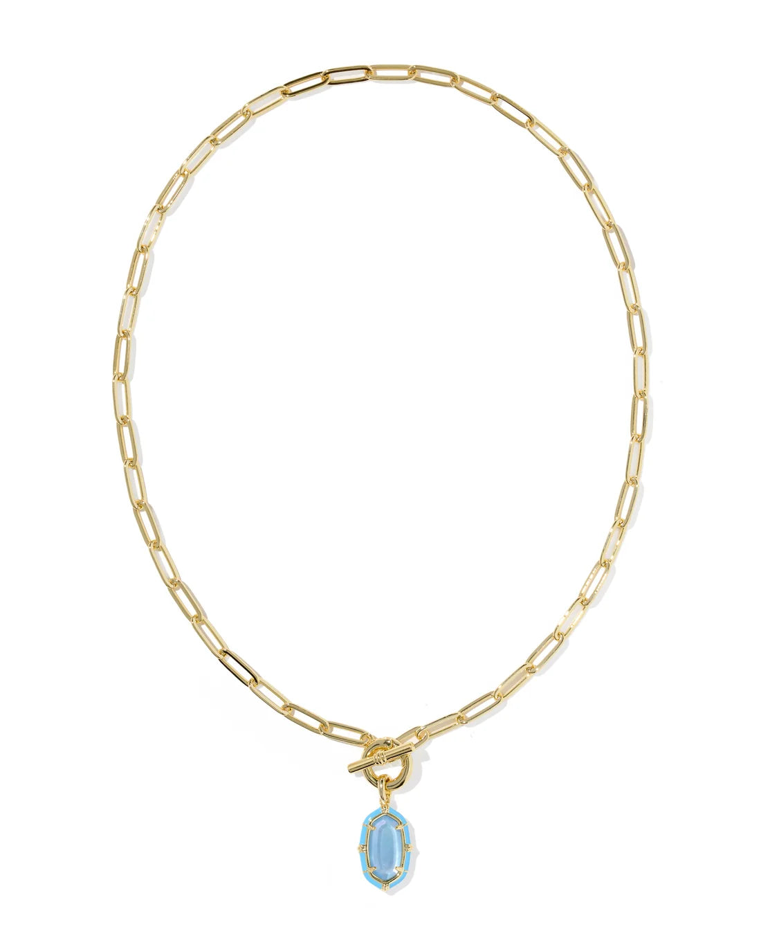 KENDRA SCOTT ELISA ENAMEL LINK AND CHAIN NECKLACE GOLD PERIWINKLE ILLUSION