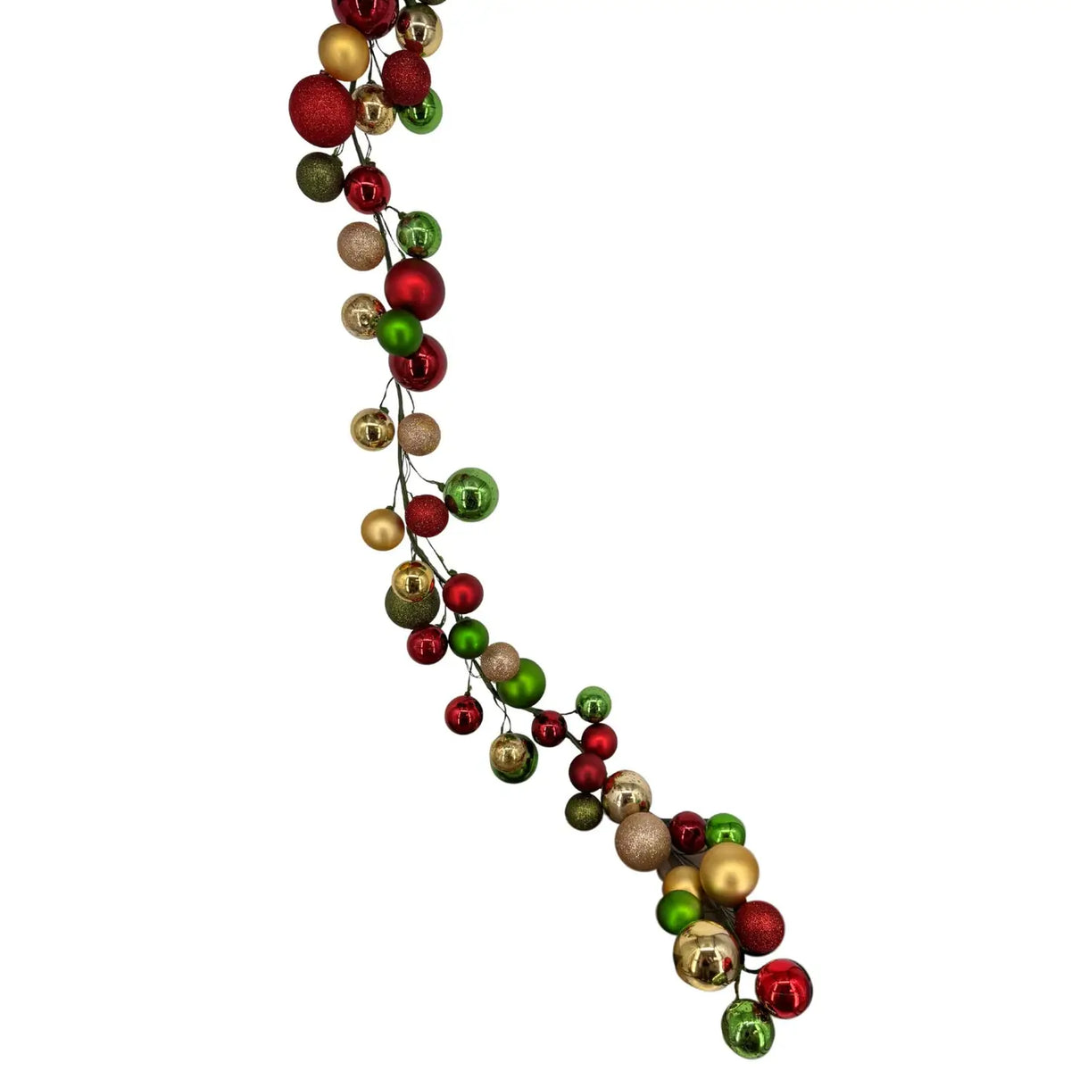 David Christopher's 70.8" Red/Green/Metallic Gold Plastic Ball Garland