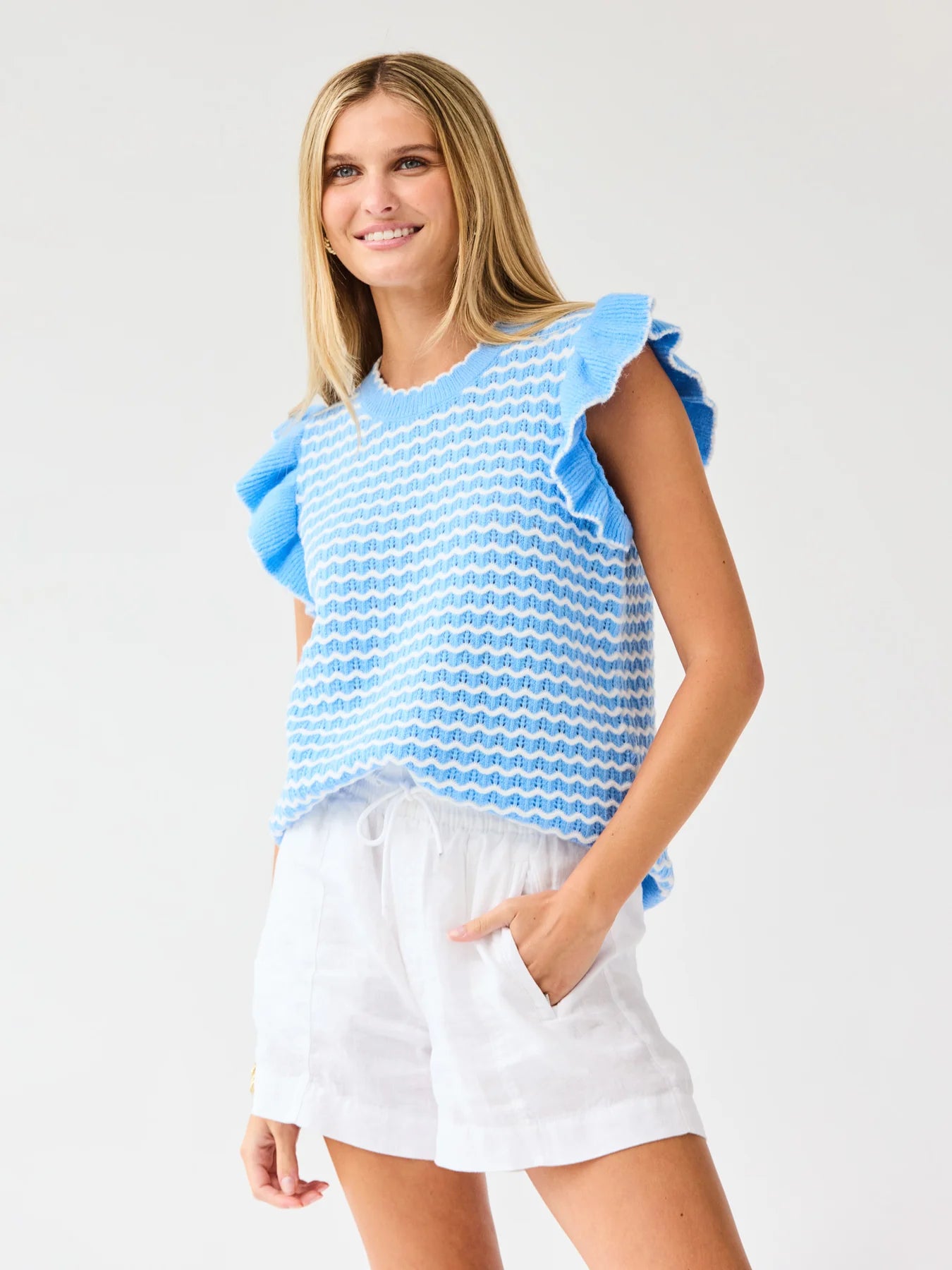 MARY SQUARE Sweater Oakley Blue White