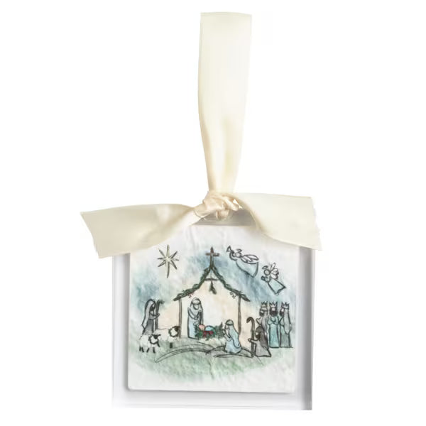 MUD PIE MANGER ACRYLIC ORNAMENT