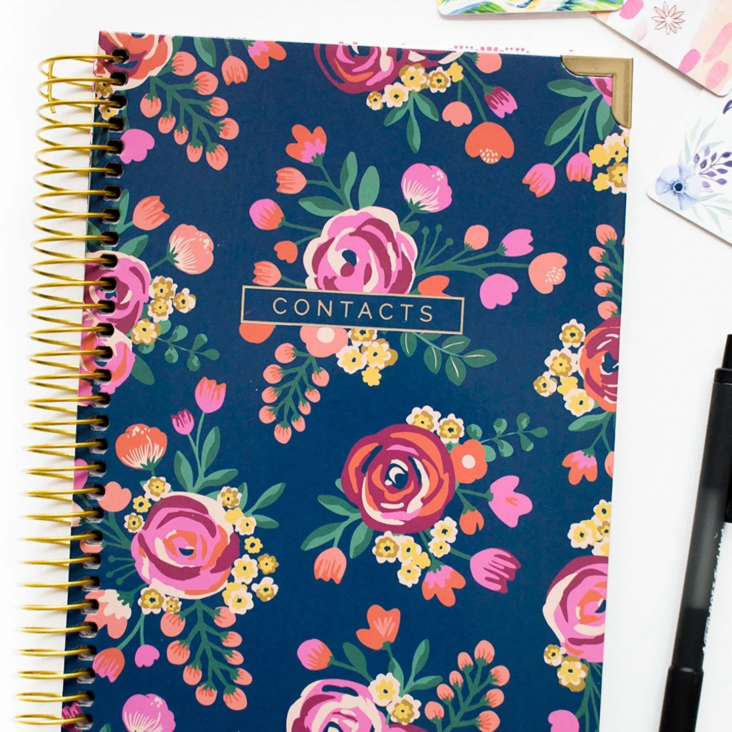 bloom Daily Planners Contact Book, Vintage Floral Gold Stamp