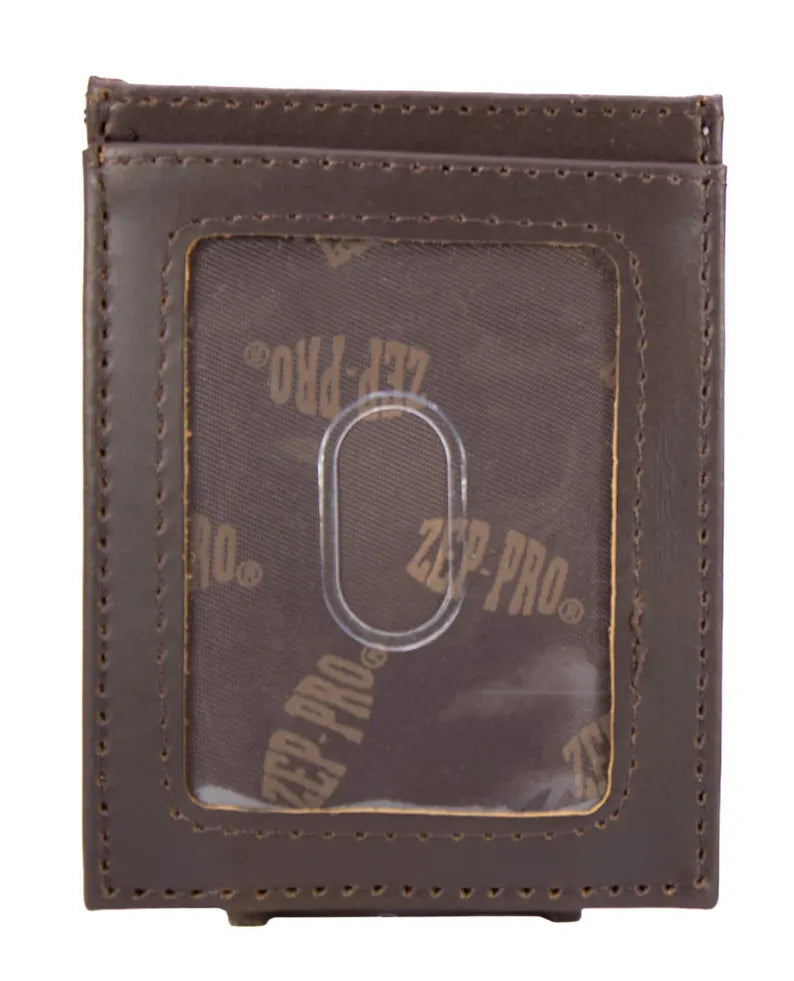 Zep-Pro Buck Men's Magnetic Front Pocket Old School Camo Leather Wallet.