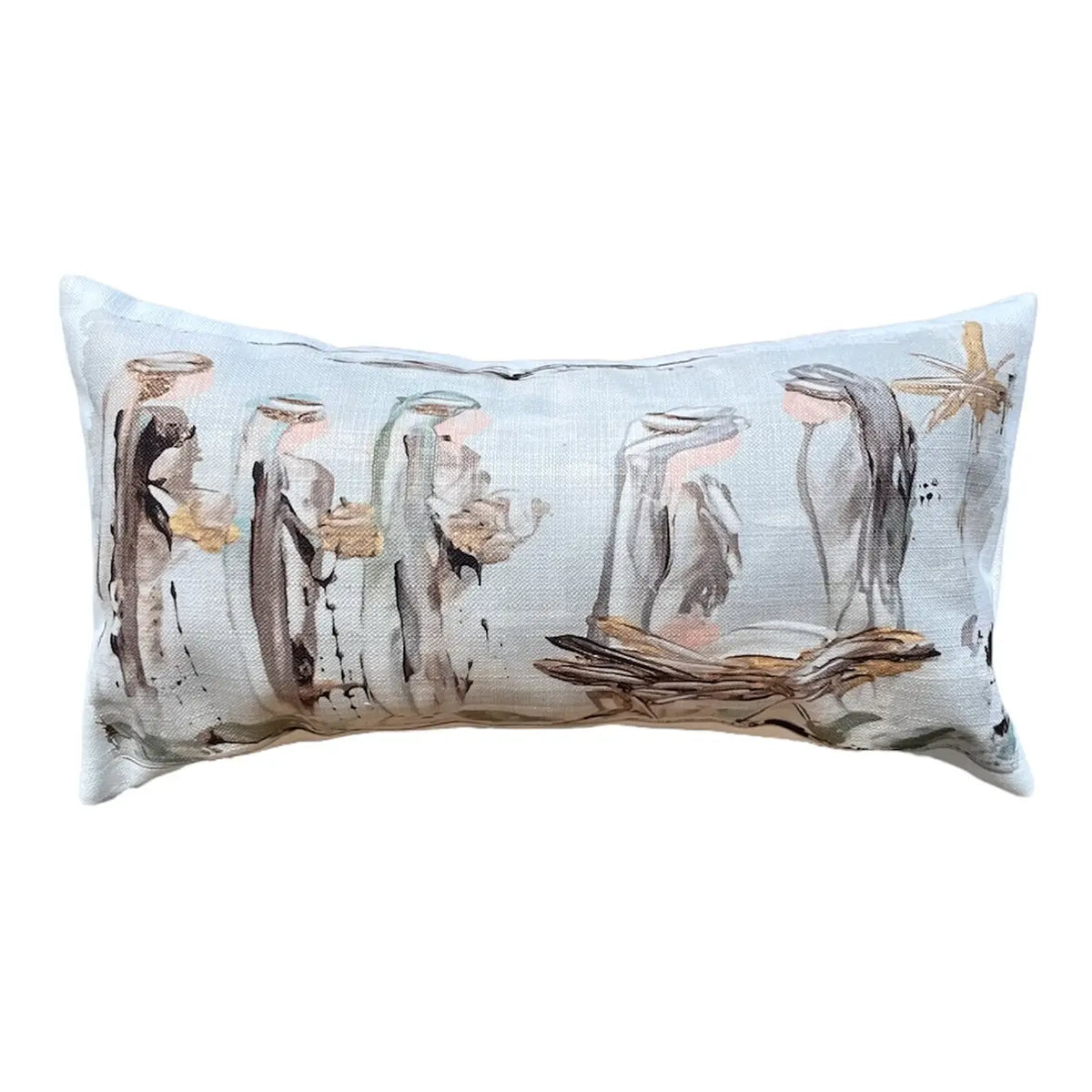 Southern Cotton Mill Ga Nativity Scene Lumbar Pillow
