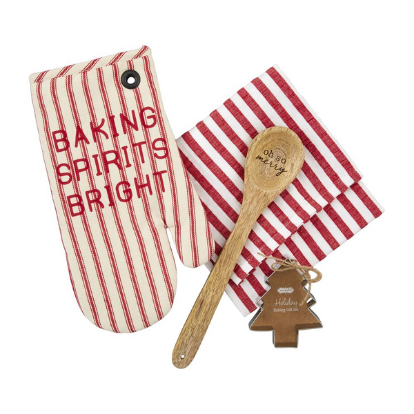 MUD PIE STRIPE OVEN MITT GIFT SET