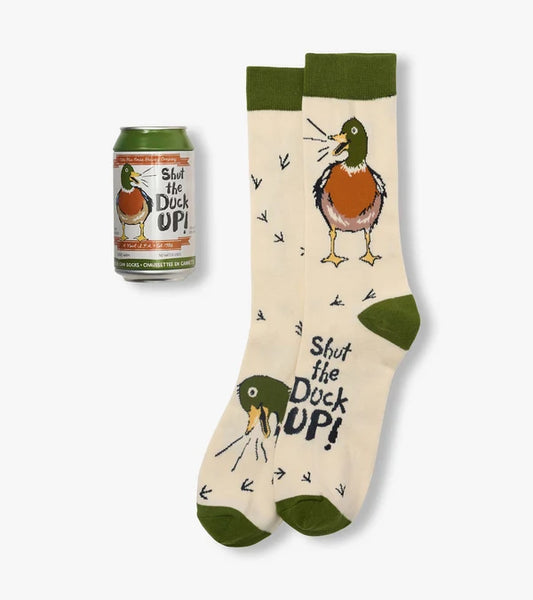 little BLUE HOUSE Men's Shut The Duck Up Beer Can Socks
