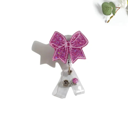 Outside the Box, LLC Glitterific Badge Reel Pink Bow