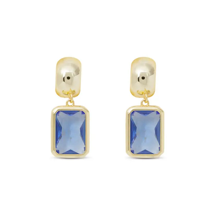 Amanda Blu Gold Crystal Rectangle Earrings-Sapphire