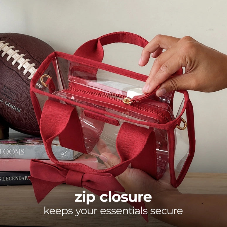 Case-Mate Clear Stadium Bag-Varsity Red Bow