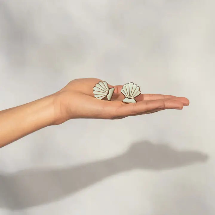 Kitsch Metal Clam Shell Hair Clip 2pc Set - Gold & Pearlized Cream