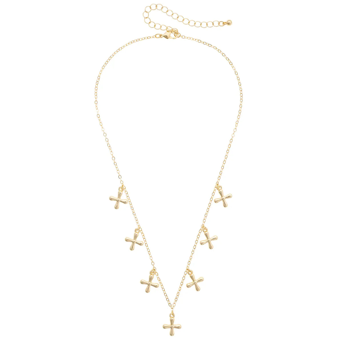 Canvas Style Cross Drip Necklace in Shiny Gold