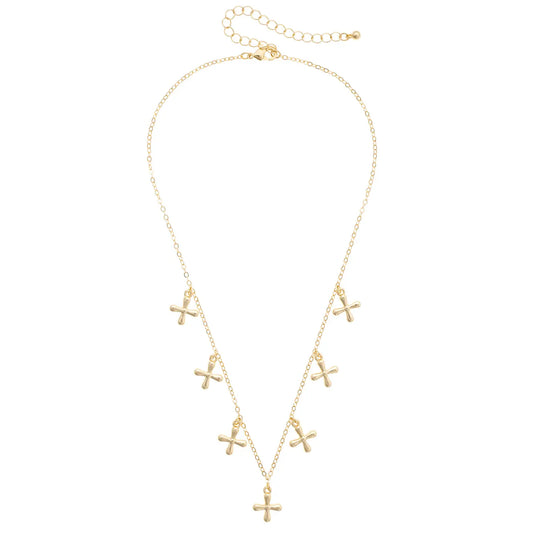 Canvas Style Cross Drip Necklace in Shiny Gold